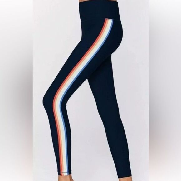 Spiritual Gangster metallic Sparkle High Waist 7/8 Leggings Glitter Stripe Small - Picture 10 of 10